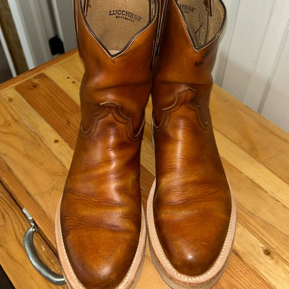 Lucchese Brown Cowboy Western Boots Sturdy Leather